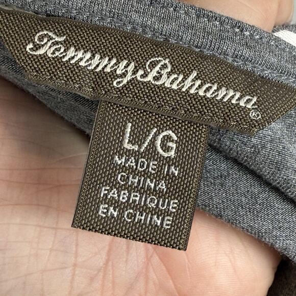 Tommy Bahama Jersey Maxi Dress Large Gray Stripe Side Slit Knit Casual Long - Picture 7 of 8